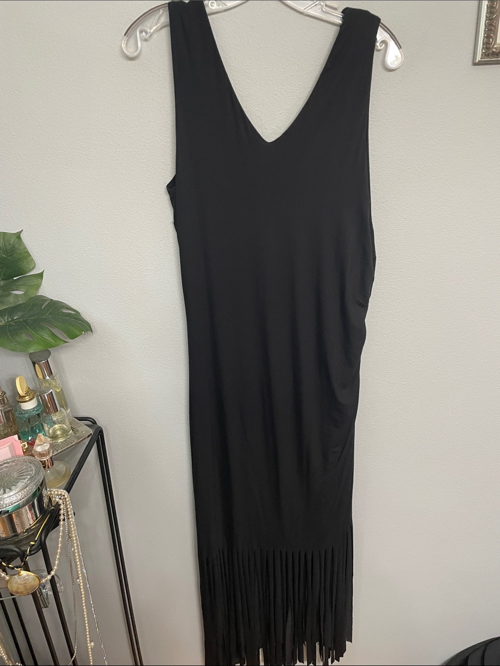 NWOT INC International Concepts Black Sleeveless Fringe Hem Maxi Dress - Picture 5 of 6